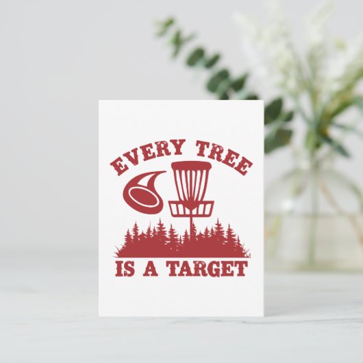 Disk Golf おもしろい Every Tree is Target ポストカード (スタンド正面)