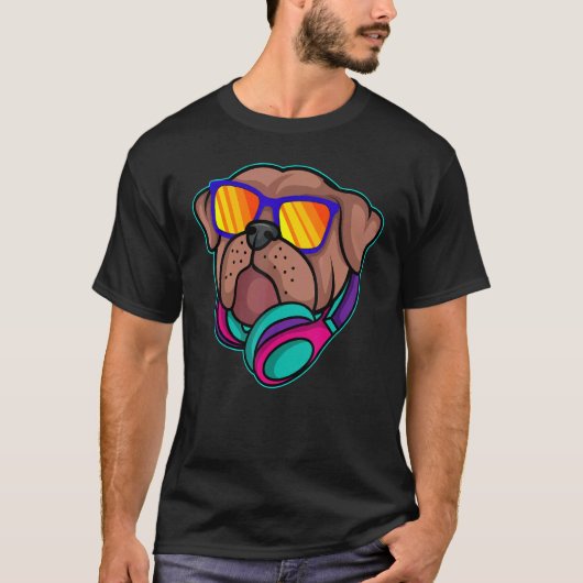 Disk Jockey Pug Radio Club Dj Turntablist Deejay D Tシャツ (正面)