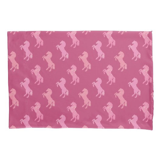 Dismal Pink Pillowcase Horses Preppy Cowgirl West 枕カバー (正面)