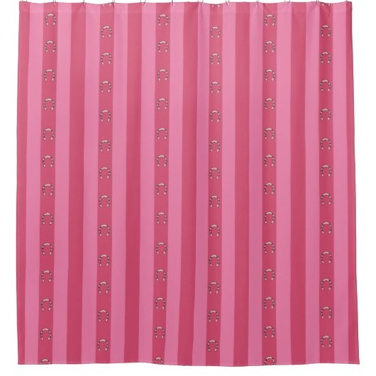 Dismal Pink Shower Curtain Y2K Horseshoe Stripe シャワーカーテン (正面)