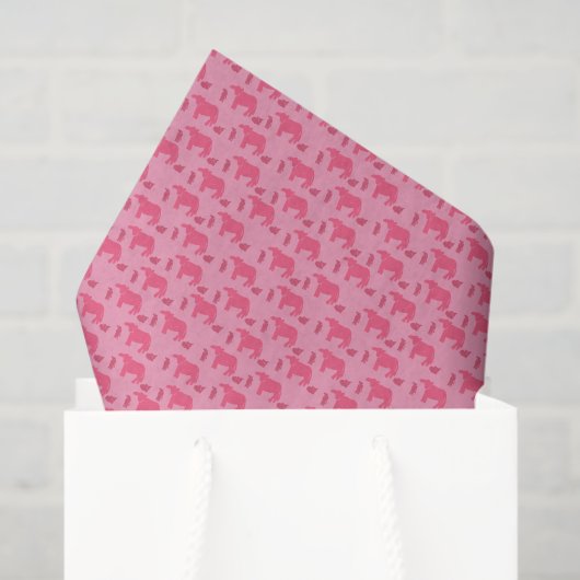 Dismal Pink Tissue Paper Cows Calves Western Ranch 薄葉紙 (ギフトバッグ)
