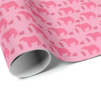 Dismal Pink Wrapping Paper Cows Western Ranch ラッピングペーパー