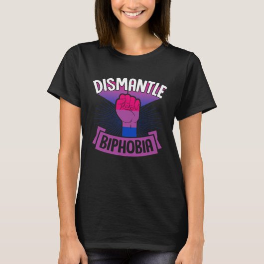 Dismantle Biphobia Protest Fist Bisexual Pride Aes Tシャツ (正面)