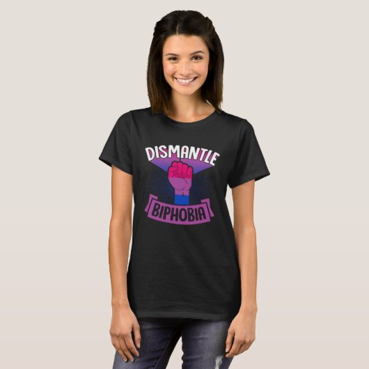 Dismantle Biphobia Protest Fist Bisexual Pride Aes Tシャツ (正面フル)