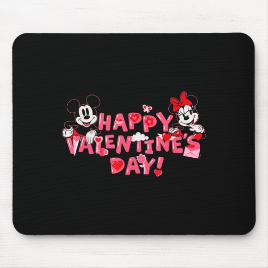 Disney Mickey Mouse And Minnie Mouse Happy Valenti マウスパッド (正面)