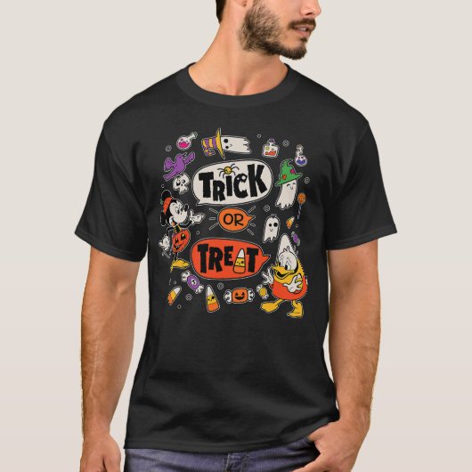 Disney Mickey Mouse Donald Duck Trick or Treat Hal Tシャツ (正面)