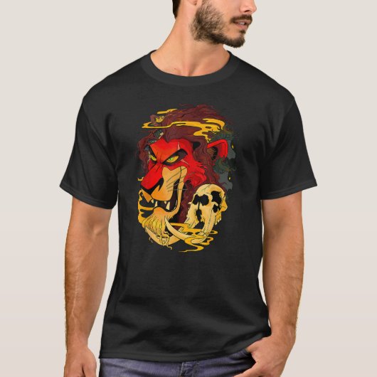 Disney The Lion King Scar Red Hue Head Shot Tシャツ (正面)