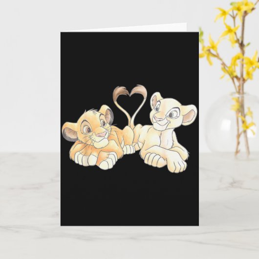 Disney The Lion King Simba And Nala Hearts Valenti カード (黄色い花)