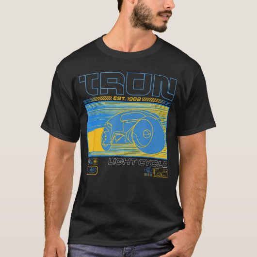 Disney Tron Est 1982 Light Cycle Futuristic Schema Tシャツ (正面)