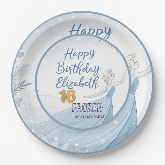 Disney's Frozen Elsa Birthday personalize name Pap ペーパープレート (正面)