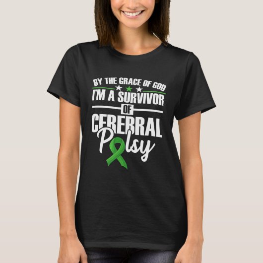 Disorder Green Ribbon Disability CP Cerebral Palsy Tシャツ (正面)