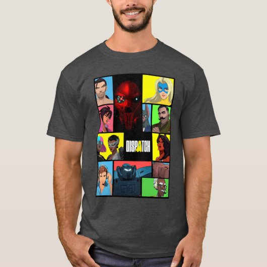 Dispatch ビデオゲームコラージュデザイン ファミリー tシャツ (正面)