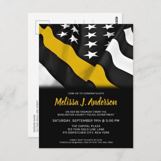 Dispatcherの廃棄パーソナライズされたのシン金ゴールドライン ポストカード (正面/裏面)