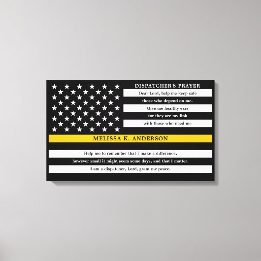 Dispatcherの祈りの言葉パーソナライズされたシン金ゴールド線 キャンバスプリント (正面)