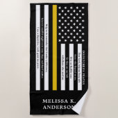 Dispatcherの祈りの言葉パーソナライズされたシン金ゴールド線 ビーチタオル (正面)