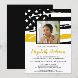 Dispatcherの退職カスタム用フォトシン金ゴールドライン 招待状