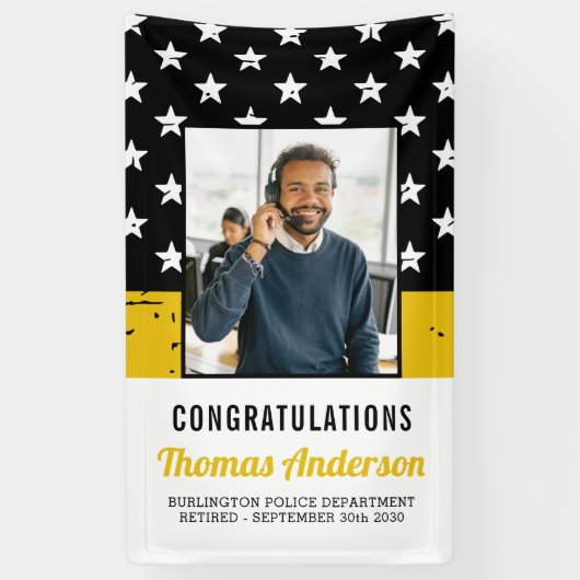 Dispatcherの退職カスタム用フォトシン金ゴールドライン 横断幕 (縦)