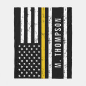 Dispatcherフラグパーソナライズされたシン金ゴールドライン フリースブランケット (正面)