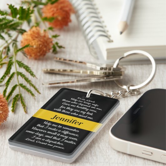 Dispatcher祈りの言葉パーソナライズされたのシン金ゴールド線 キーホルダー (正面右)