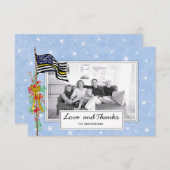 Dispatcher細い黄色の線フラグファミリの写真 サンキューカード (正面/裏面)