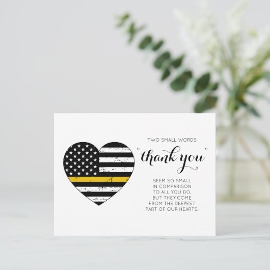 Dispatcher 911警察の細い金ゴールド回線ありがとう ポストカード (スタンド正面)