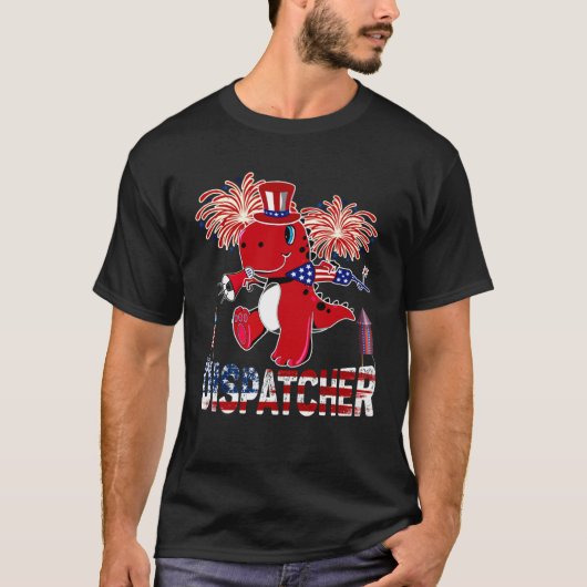 Dispatcher American Flag rex Fireworks 4th of Jul Tシャツ (正面)