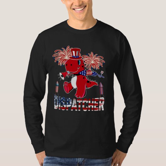 Dispatcher American Flag rex Fireworks 4th of Jul Tシャツ (正面)