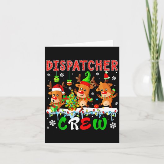 Dispatcher Crew Three Cute Santa Elf Reindeers Xma カード (正面)