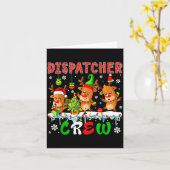 Dispatcher Crew Three Cute Santa Elf Reindeers Xma カード (黄色い花)
