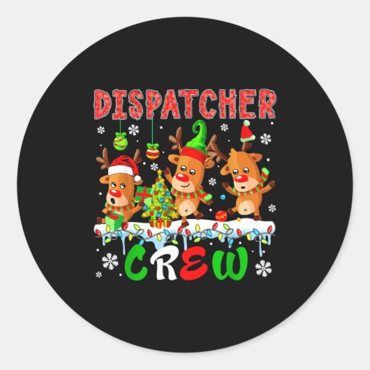 Dispatcher Crew Three Cute Santa Elf Reindeers Xma ラウンドシール (正面)