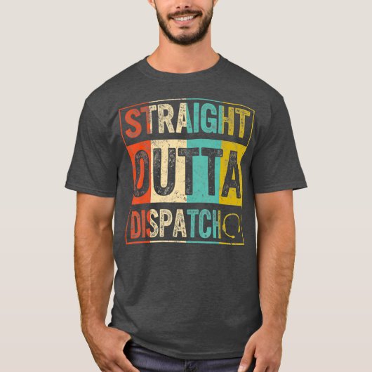 Dispatcher Straight Outta Dispatch 911 EMS Gold Tシャツ (正面)