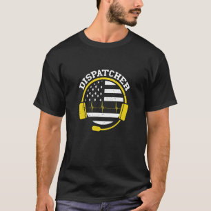 Dispatcher Usaフラグパルスラインヘッドセット薄い黄色 Tシャツ