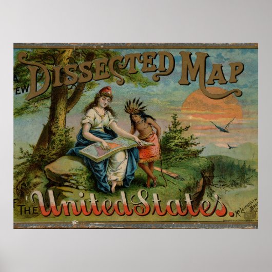 Dissected Map ,United States, Vintage  ポスター (正面)