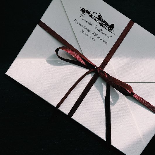 Distant Mountains Wooden Stamp ラバースタンプ