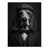 Distinguished Basset Hound in Flat Cap & Bowtie ポスター (正面)