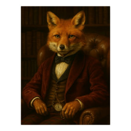 Distinguished Fox Gentleman in Library ポスター