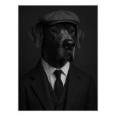 Distinguished Great Dane in Suit & Flat Cap ポスター (正面)
