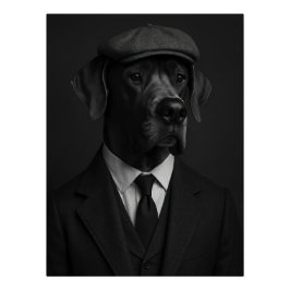 Distinguished Great Dane in Suit & Flat Cap ポスター