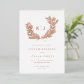 Distinguished Monogram結婚のバラ金ゴールド 箔招待状 (立ち正面)