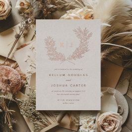 Distinguished Monogram結婚のバラ金ゴールド 箔招待状