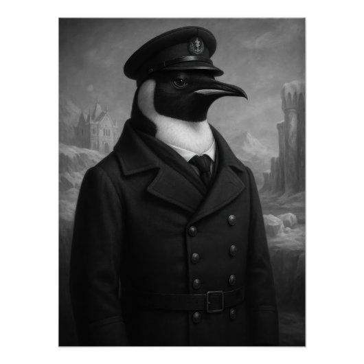 Distinguished Penguin Captain Portrait ポスター (正面)