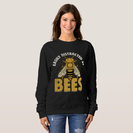 Distracted By Bees  Beekeeper Beekeeping Honey Gra スウェットシャツ (正面フル)