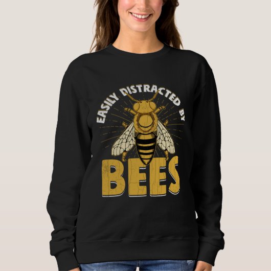Distracted By Bees  Beekeeper Beekeeping Honey Gra スウェットシャツ (正面)