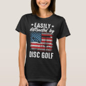 Distracted By Disc Golf Golfing Player Golfer Spor Tシャツ (正面)