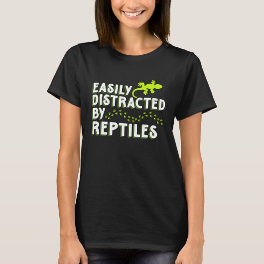 Distracted By Reptiles Lizards  Reptile Owner Grap Tシャツ (正面)