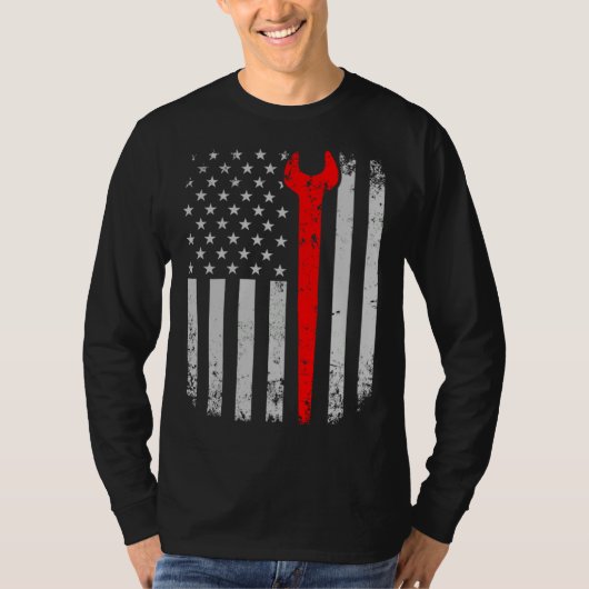 Distress American Flag Ironworker Tシャツ (正面)