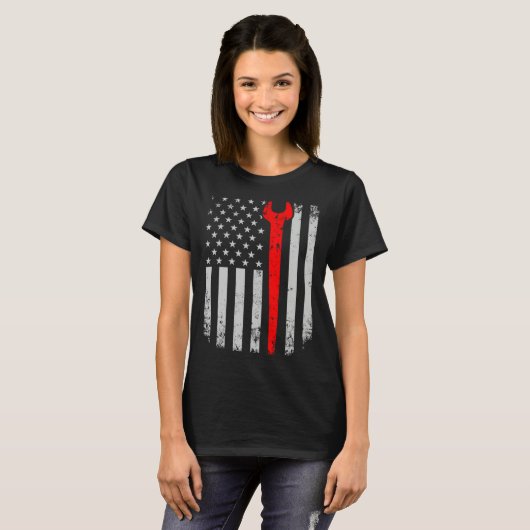 Distress American Flag Ironworker Tシャツ (正面フル)
