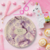  distressed ラベンダー ダマスク ウェディング ペーパープレート (パーティー)