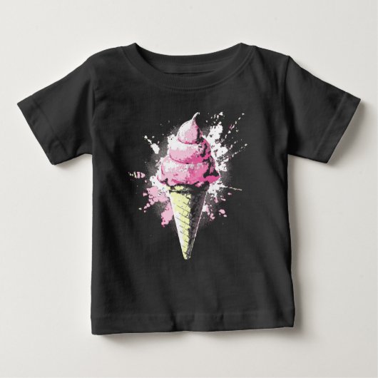 Distressed Abstract Pink Ice Cream Splatter ベビーTシャツ (正面)