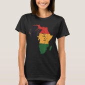 Distressed African Map With Afro Queen In Africa F Tシャツ (正面)